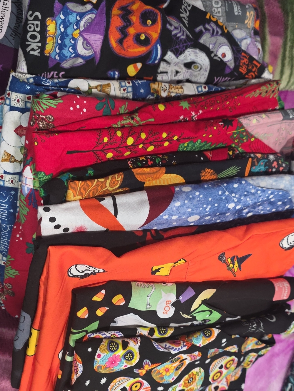 Halloween, Christmas, Thanksgiving And the Day Of The Dead Scub Tops Xs